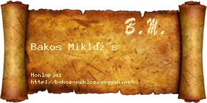Bakos Miklós névjegykártya