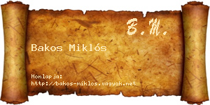 Bakos Miklós névjegykártya